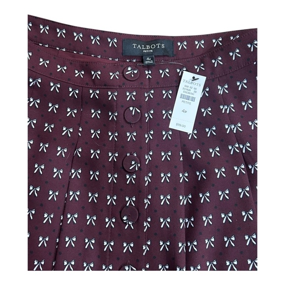 Talbots Holiday BOW midi skirt size 4P 4 Petite NWT New with Tag - Picture 3 of 3